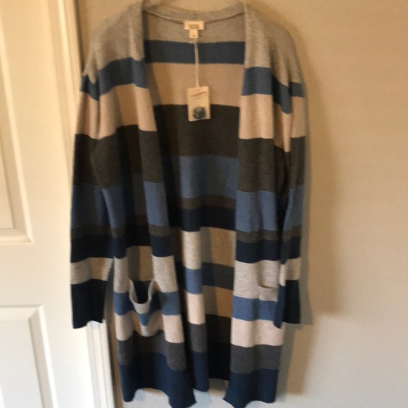 A.n.a Striped Open Cardigan - Picture 1 of 4